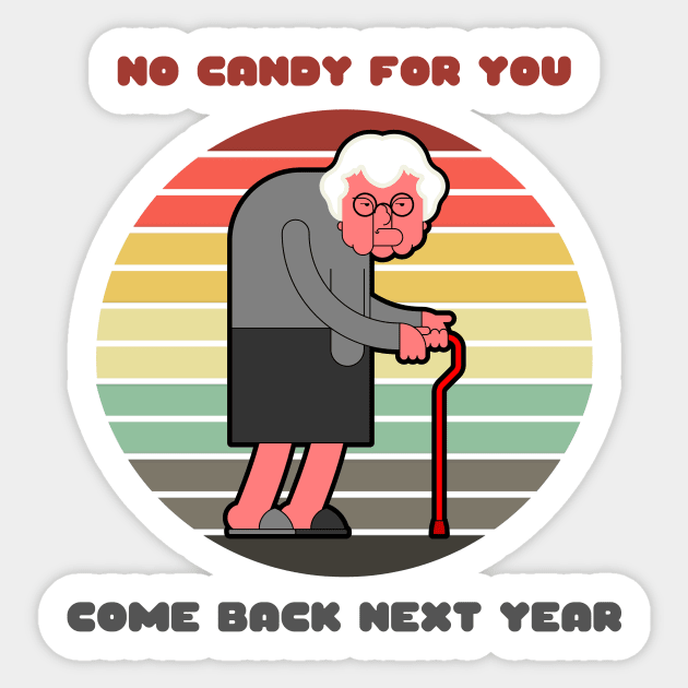 Sunset Old Lady / No Candy for You Sticker by nathalieaynie